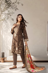 3 pcs Unstitched Printed Embroidered Khaddar Suit