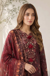 3 pcs Unstitched Printed Embroidered Khaddar Suit