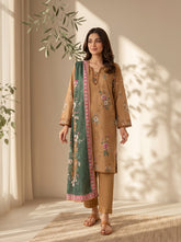 Soft light grey black-and-white botanical print on unstitched viscose suit for women