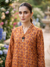 Rust Orange Ikat Print 2-Piece Suit front