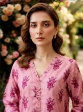 Pink Maroon Floral Print 2-Piece Suit close-up
