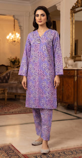 Violet Hydrangea Floral Print 2-Piece Suit view 4