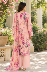 3 Pcs Unstitched Printed Dobby Viscose Suit in blush pink for women
