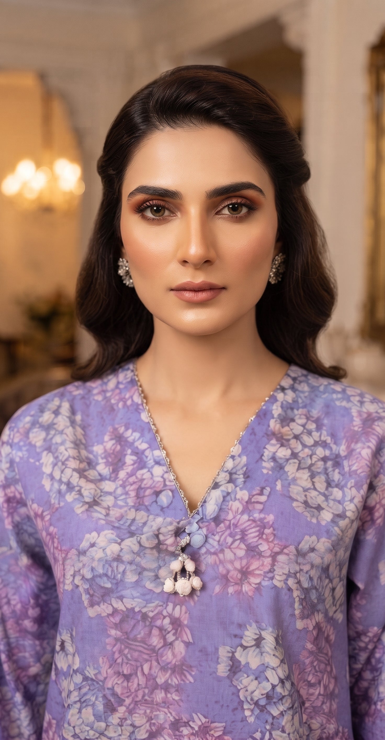 Violet Hydrangea Floral Print 2-Piece Suit view 2