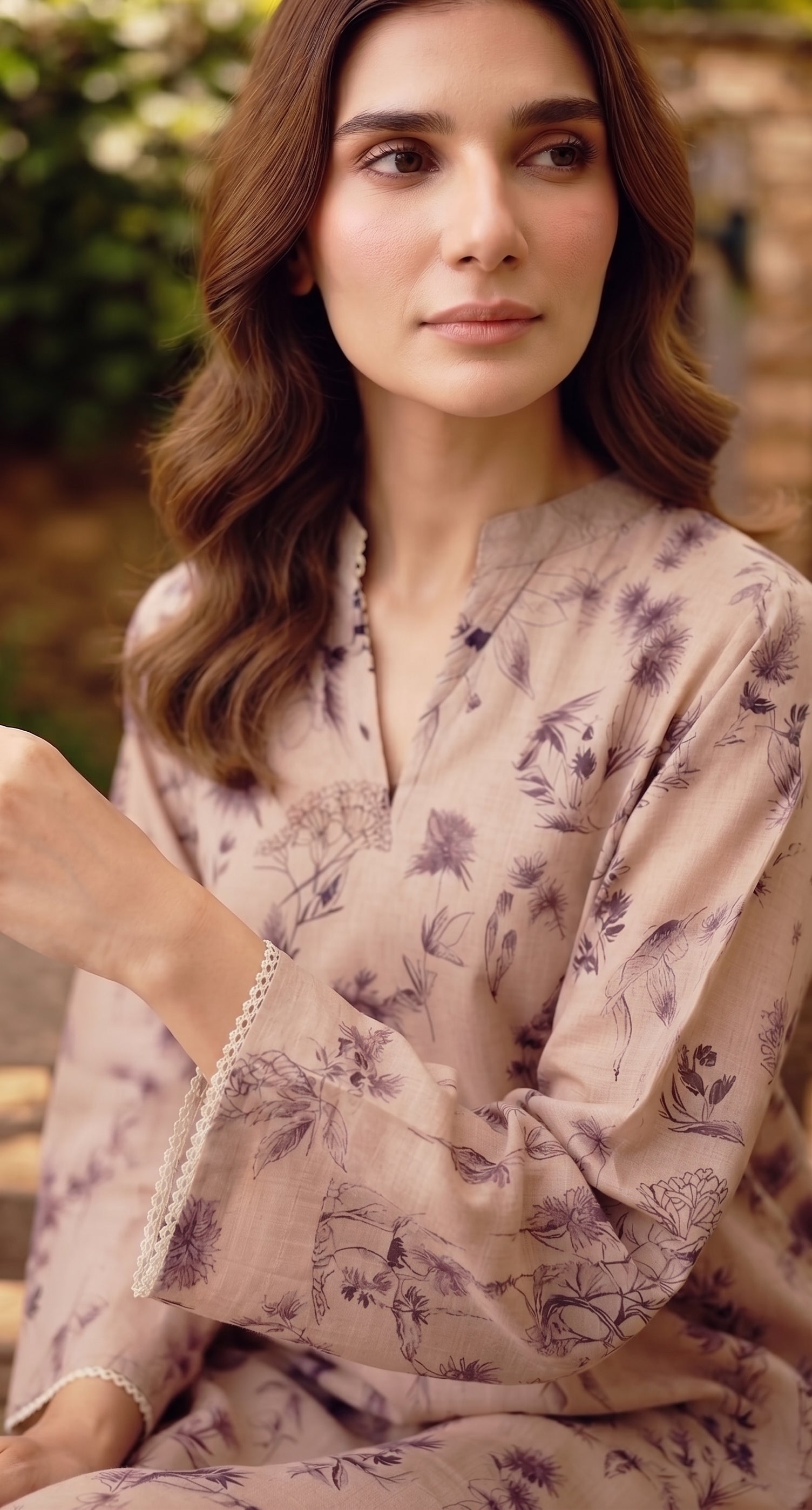 Ivory Botanical Print 2-Piece Suit view 4