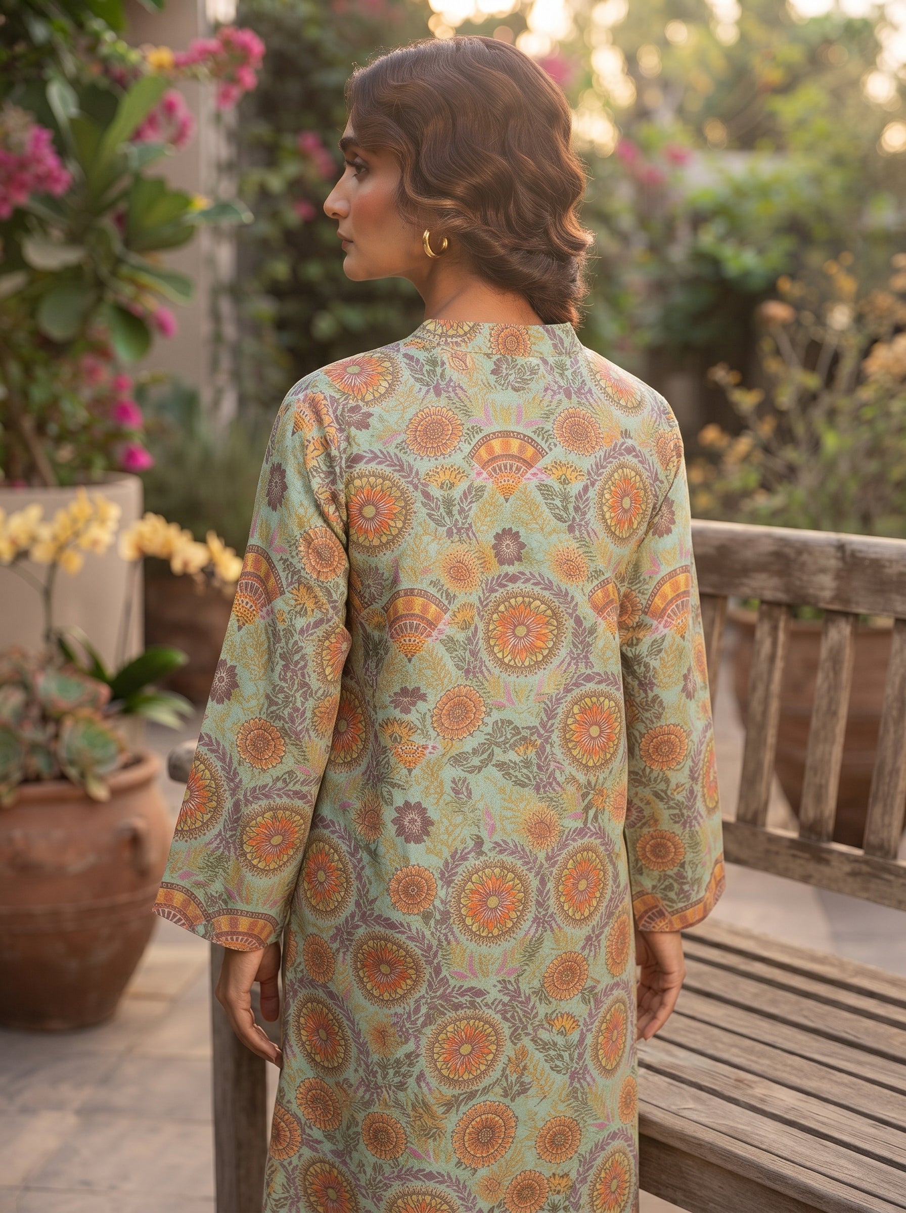 Mint Green Sunburst Medallion Print 2-Piece Suit view 4