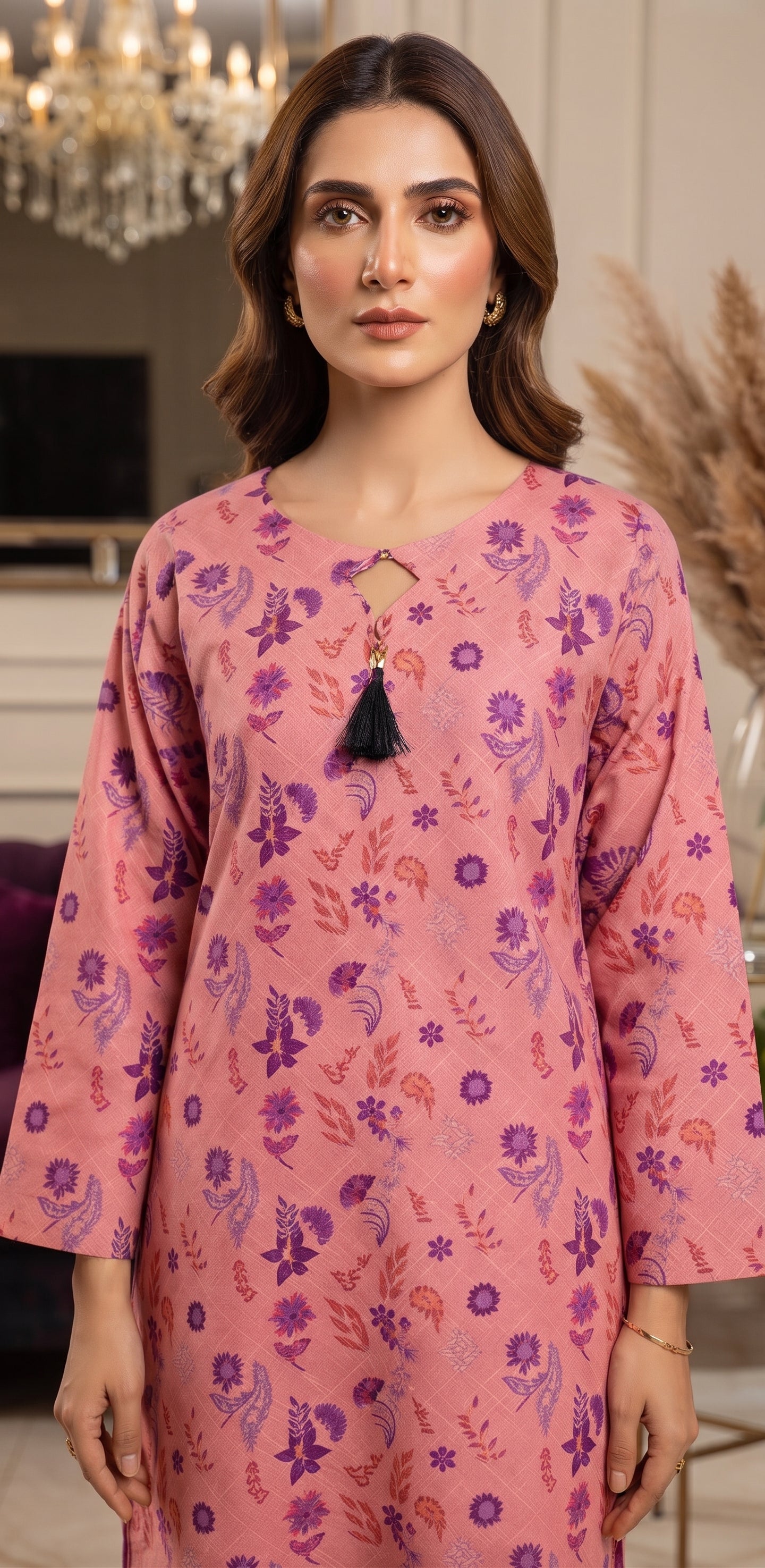 Rose Pink Scattered Floral Print 2-Piece Suit view 3