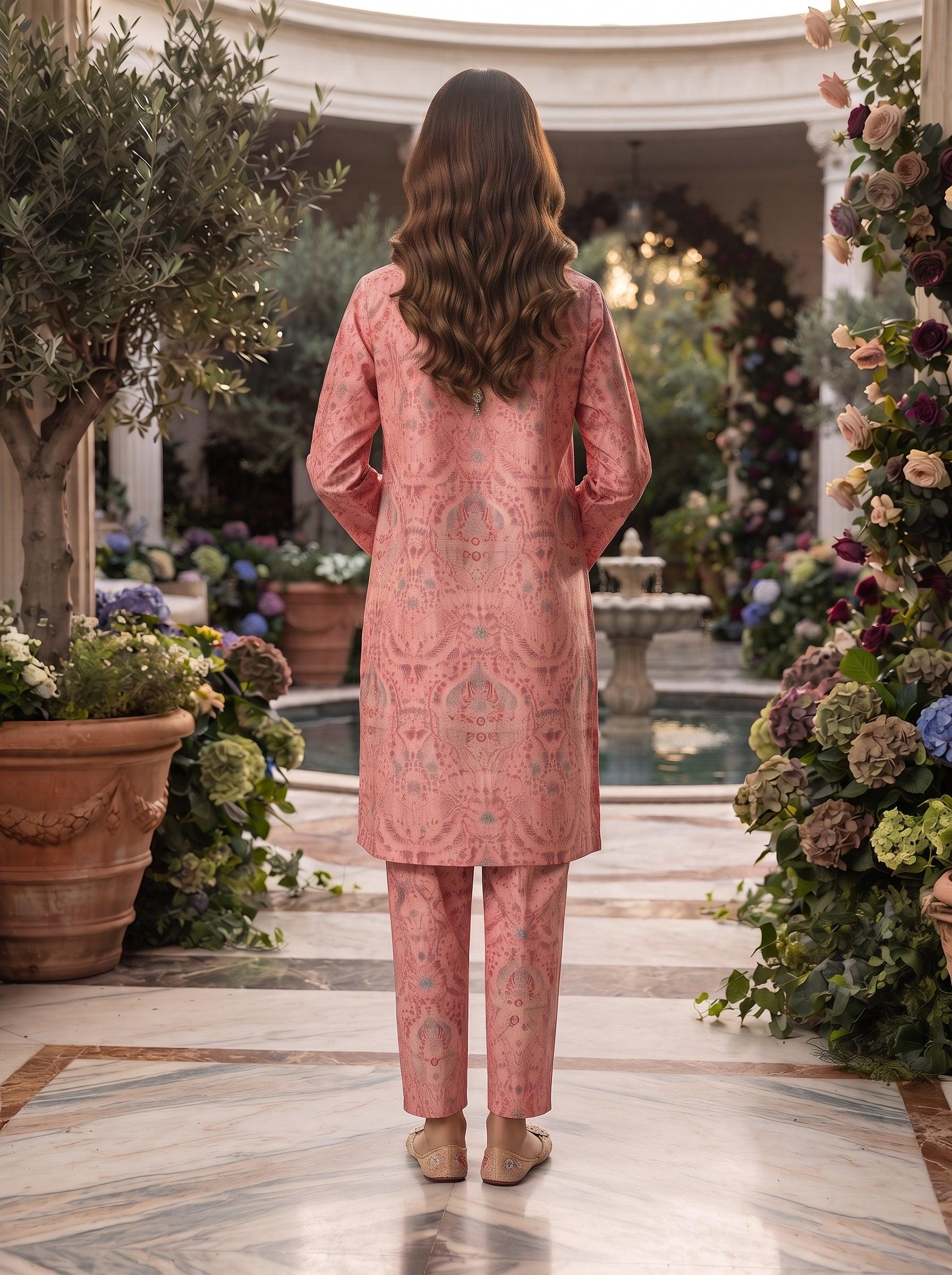 Rose Pink Medallion Print 2-Piece Suit view 3